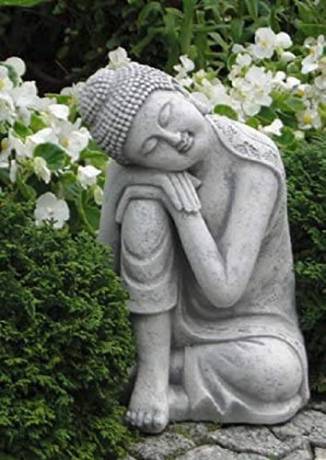 Buddhafigur Steinfigur ocker