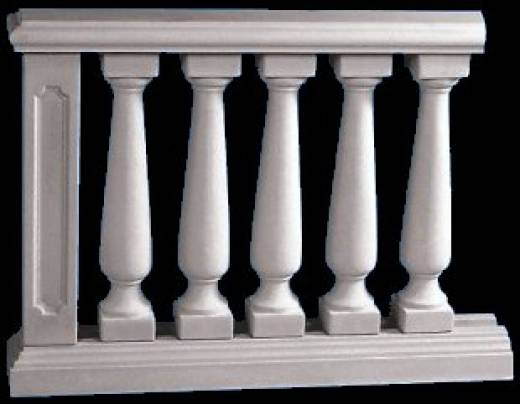 Typ-08 Balustradengeländer 92cm hoch Weissbeton schlanken Flaschenhals Balustraden Säulen ohne Pfeiler 122cm lang