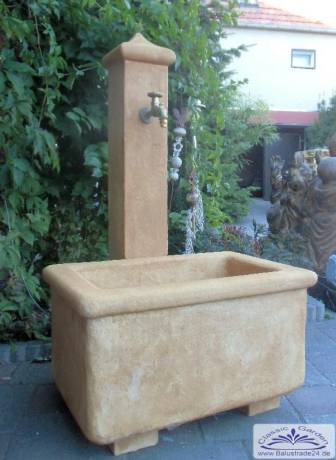 Wasser Schöpfbrunnen als Wasserzapfstelle im Hof und Garten im Design eines Sandsteinbrunnen 120cm 123kg BAD-KP0605