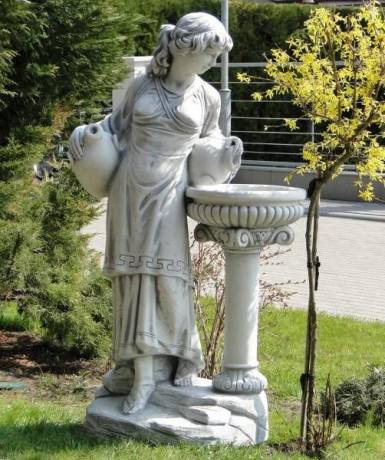 Gartenfigur Wasserträgerin mit Krug Frau am Brunnen bepflanzbar Steinfigur aus massivem Beton Steinguss 140cm 225kg S101077