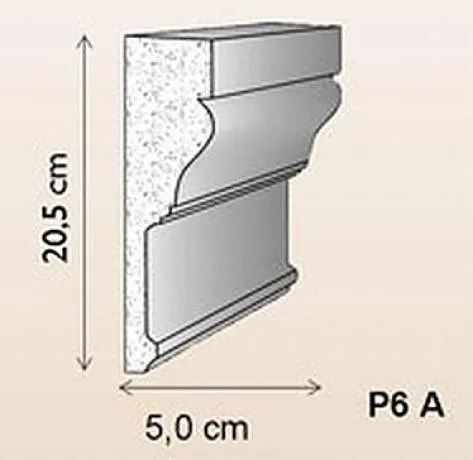 P6A Aussenstuck Styroporstuck Profile Fassadenstuck Dekoration Fassadenprofile 205x50mm 300cm