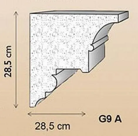 Aussenstuck Gesimsleiste G9A Styroporstuck Profil 190x190mm 285x285mm Fassadenleiste Fassadenprofil Fassadenstuck 300cm