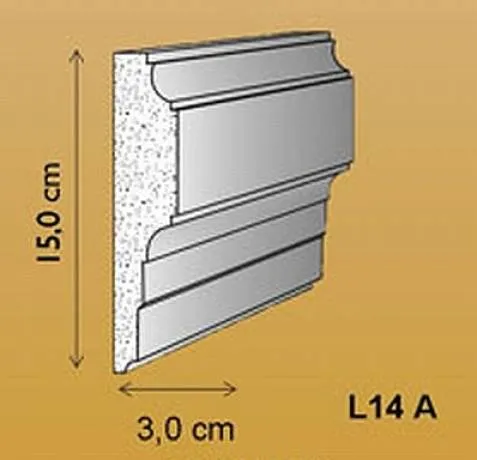 L14A Fassadenstuck Leiste Baudekore Styroporstuck Profil Fassadenprofil 150x30mm 300cm