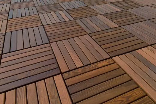 THF-1 Holz Terrassen Boden Fliesen aus Naturholz Thermo Esche mit Stecksysten 33x33cm Preis je 1 Platte