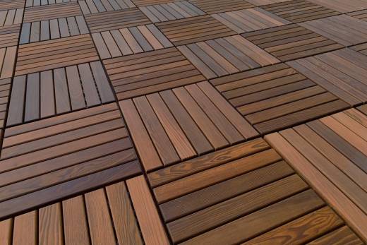 THF-1 Holz Terrassen Boden Fliesen aus Naturholz Thermo Esche mit Stecksysten 33x33cm Pack mit 0.98QM in 9 Einzelplatten
