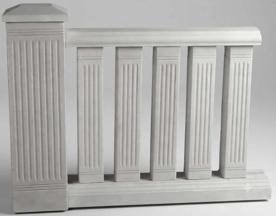 Typ-10 Balustraden Geländer Weißbeton quadratische Säule 91cm