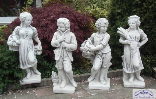 Garten Skulpturen Vierjahreszeiten II je 75cm 40kg hellgrau Skulpturen Steinfiguren als Beton Steinguss Figuren