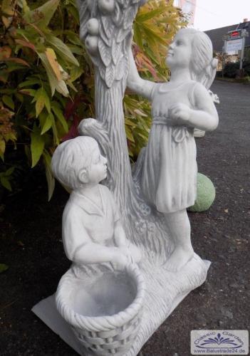 Vogelhaus Steinfigur mit Kinderfiguren Beton Steinguss Gartendekoration 140cm 122kg SA-N1764