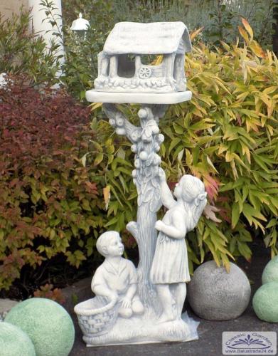 Gartendekofigur Vogel Futterhaus