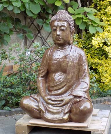 Buddha Steinfiguren Beton Naturfarben