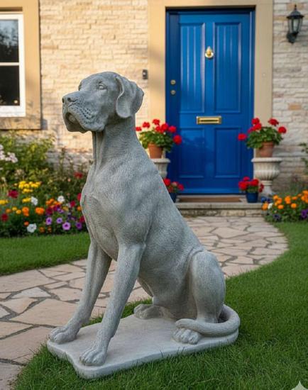 Deutsche Dogge Hundefigur XXL Steinfigur Gartenfigur Hund 104cm 170kg