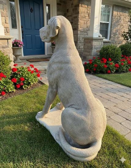 Deutsche Dogge Hundefigur XXL Steinfigur Gartenfigur Hund 104cm 170kg