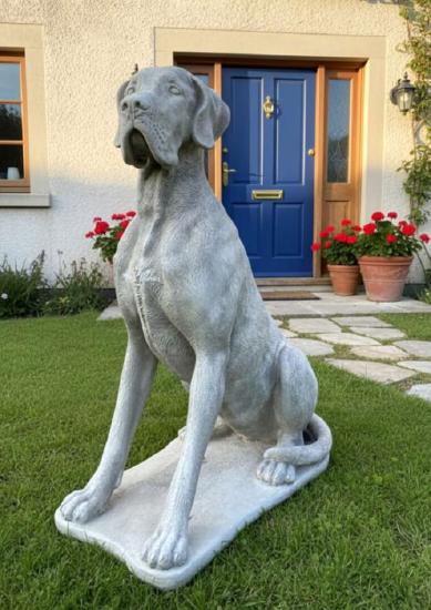 Deutsche Dogge Hundefigur XXL Steinfigur Gartenfigur Hund 104cm 170kg