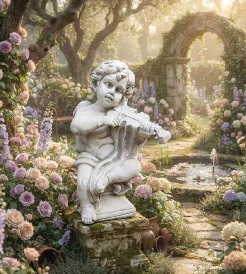Traumhafte Engel Garten Figur mit Geige Violine