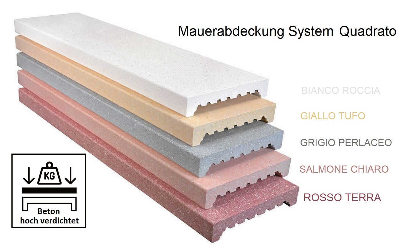 Beton Mauerabdeckung Betonplatten Evolution Quadrato System 100cm