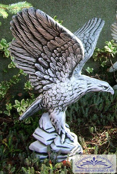 Adler Steinstatue Adlerfigur Vögel H.59 cm Steinguss Tierfigur Gartenfigur 