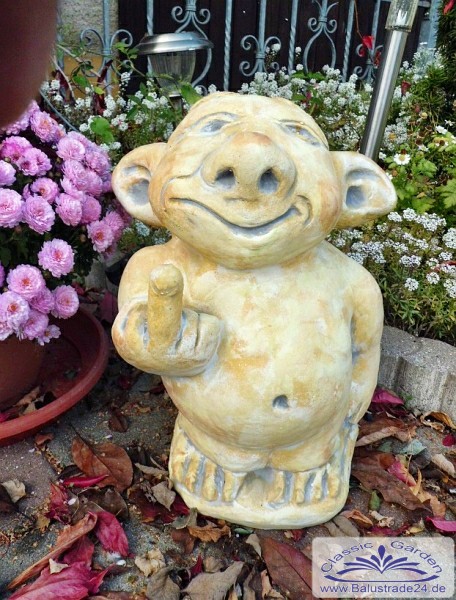 Stinkefinger XXL Troll Der nette Gruß mit Mittelfinger Gartenfigur Figur  Beton Steinfigur-günstig bestellen