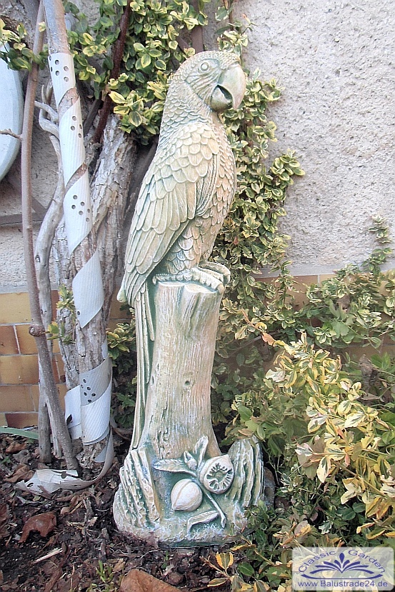 groß Deko Figur Steinguss Beton Kakadu Vogel Papagei Gartendeko Skulptur Statue 