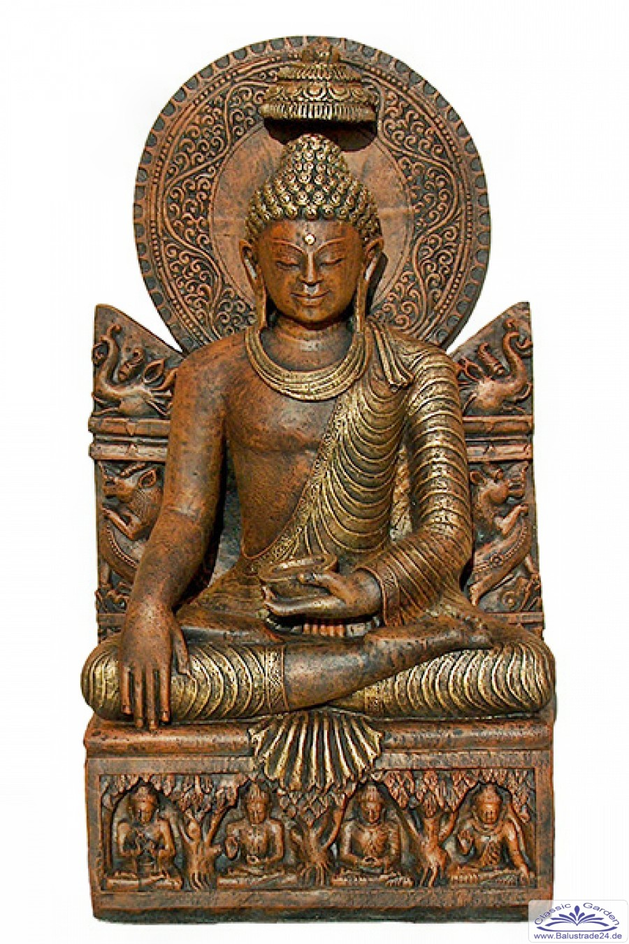 Sitzender Buddha Figur Mit Schrein Gartenfigur Statue Figur