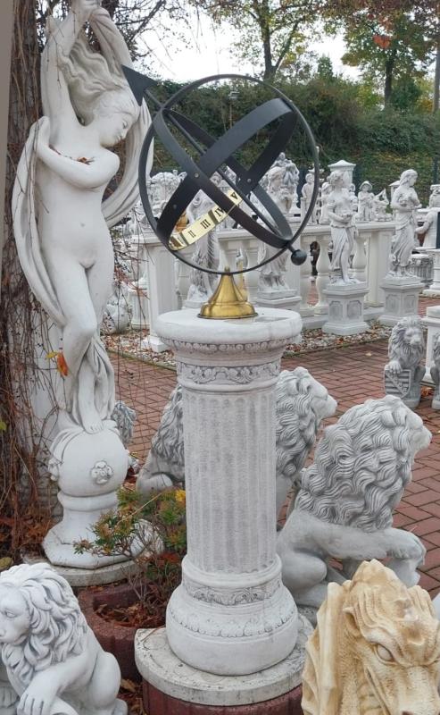 Garten Sonnenuhr auf Dekosäule Gartendekoration 135cm 88kg