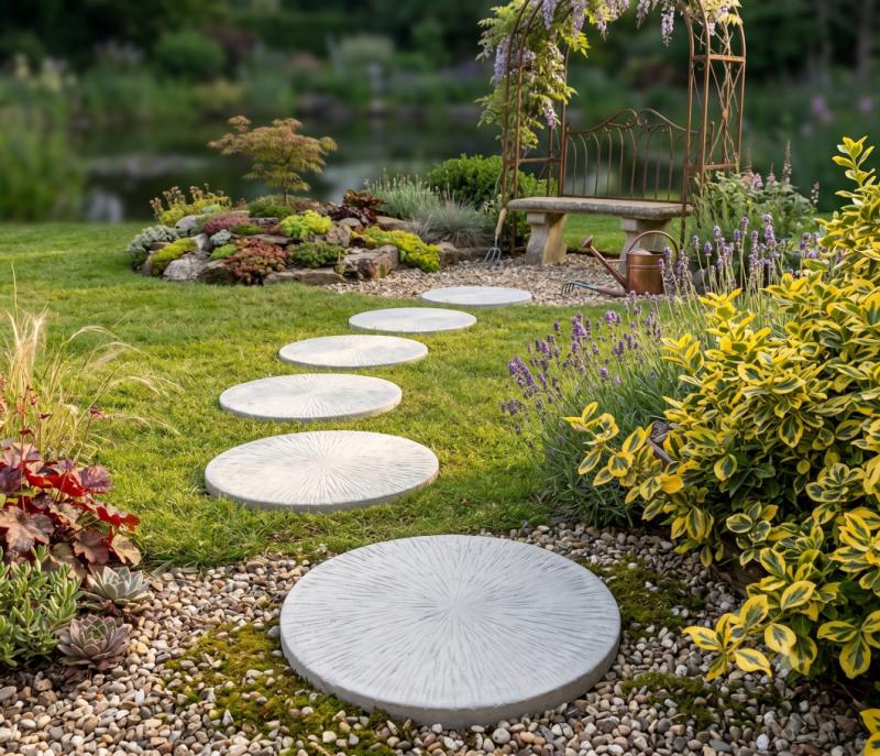 runde betonplatten Garten weg