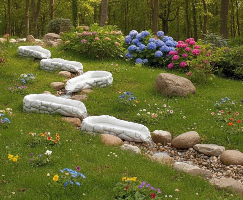 Garten Bachlauf Beton Wasser Schalen