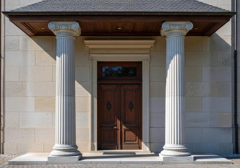 Säulen Kapitell Stil ionisch für 25cm Betonsäulen stilvoller Säulenabschluss Weißbeton