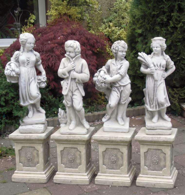 Gartenfiguren Vierjahreszeiten mit Sockel 115cm Skulpturen Steinfiguren Beton Steinguss Figuren