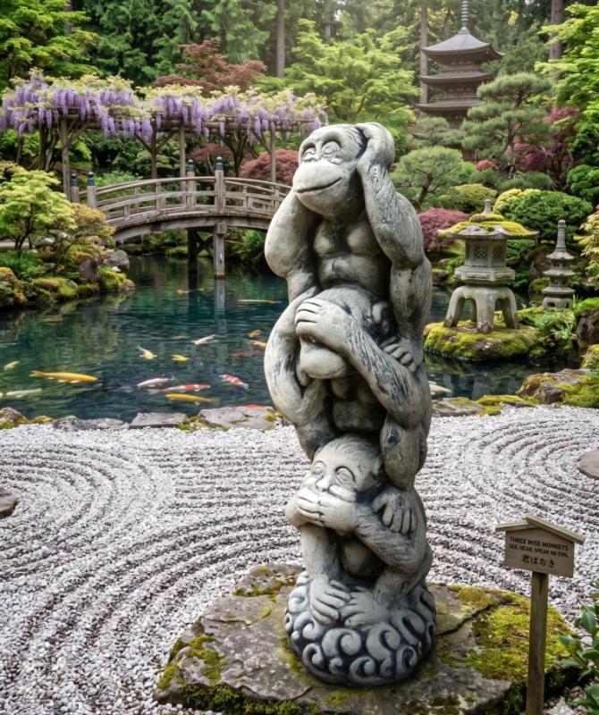 Affen 3-er Figur Gartendekoration nicht sehen hören sagen 64cm