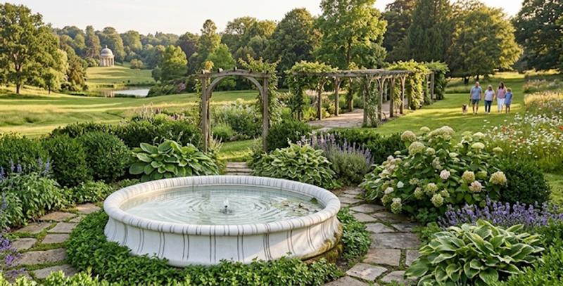 Brunnenbecken Wasserbecken 280cm für Wasserfontäne Gartenbrunnen Betonelemente