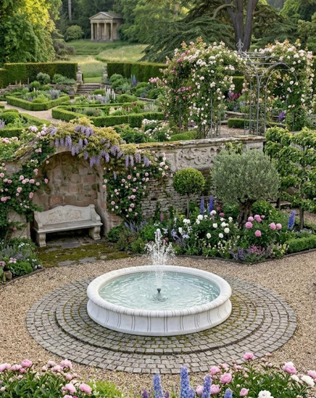 Brunnenbecken Gartenbrunnen Wasserbecken 180cm Beckenrand Betonelemente