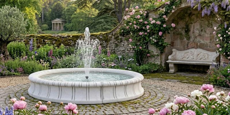 Brunnenbecken Gartenbrunnen Wasserbecken 180cm Beckenrand Betonelemente