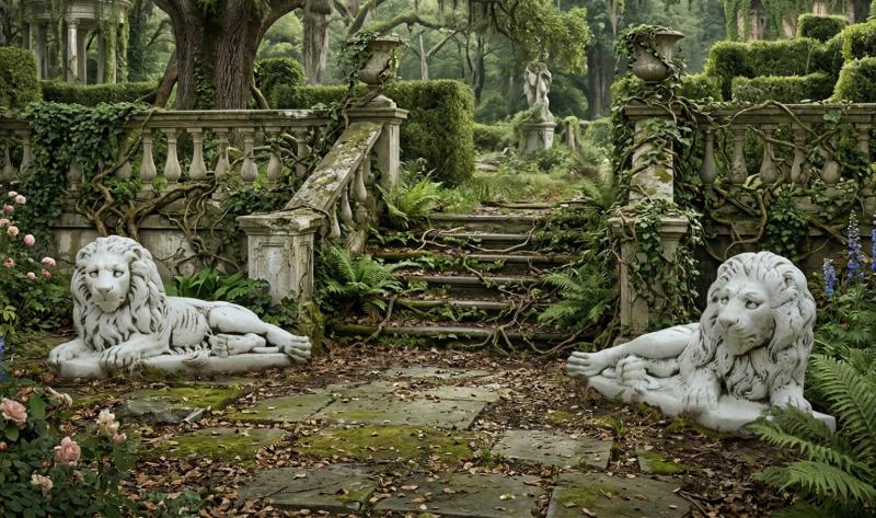 Gartenfiguren liegende Löwen Figuren Beton Steinguss 58cm