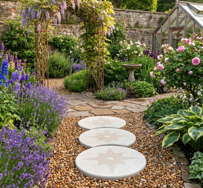 Trittstein Betonplatten 49cm mit Ausbuchtung Gartenweg Trittplatten