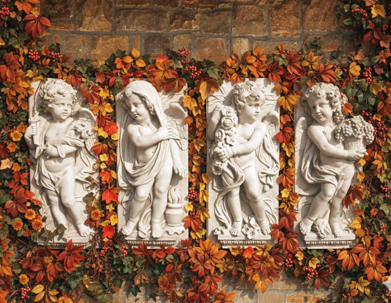 Wandrelief Bilder mit Engel Vierjahreszeiten