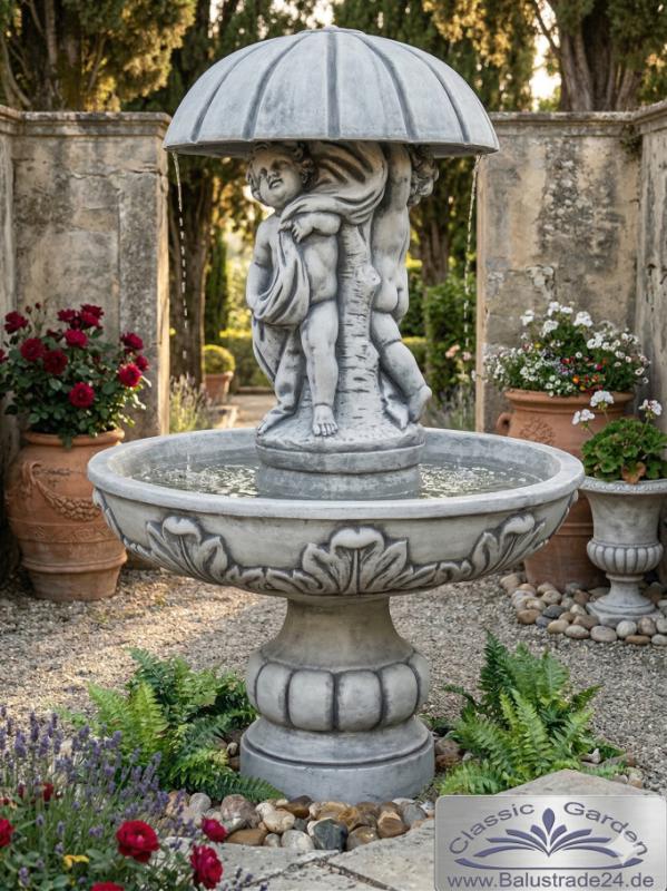 Gartenbrunnen Schirmbrunnen mit Kinderfigur