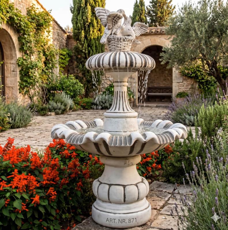 Gartenbrunnen Turteltauben Wasserpilz Kaskaden Garten Springbrunnen 146cm