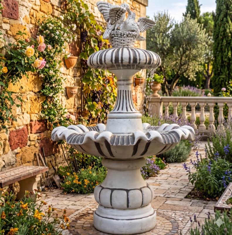 Gartenbrunnen Turteltauben Wasserpilz Kaskaden Garten Springbrunnen 146cm