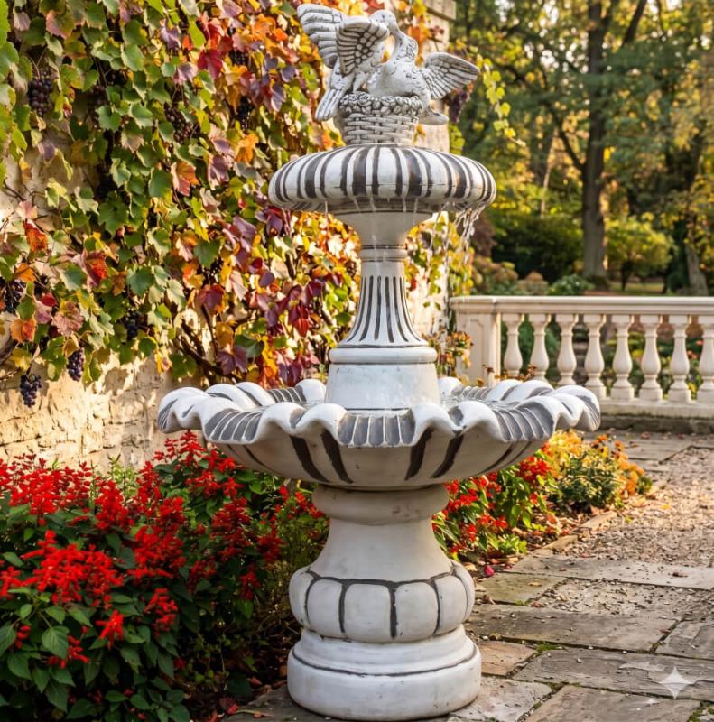 Gartenbrunnen Turteltauben Wasserpilz Kaskaden Garten Springbrunnen 146cm