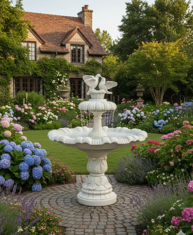Springbrunnen mit Tauben Figur