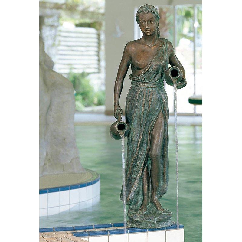 Bronze Figur Frau mit Wasserkrug Bronze Gartenfigur