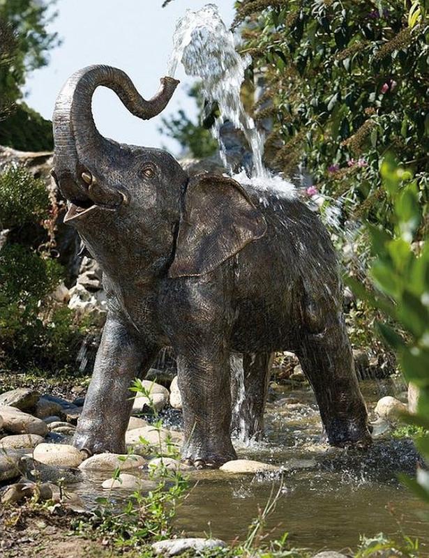 Bronzefigur Skulptur Elefant Wasserspeier