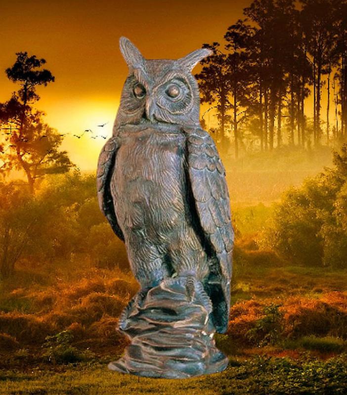 Bronzefigur Eule Gartenfigur