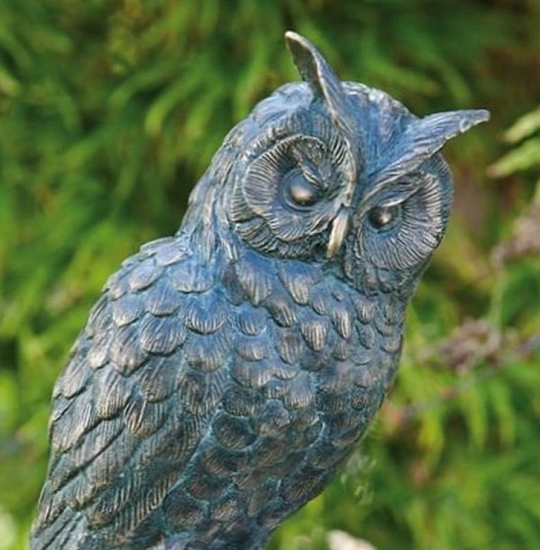 Gartenfigur Bronze Eulen Figur