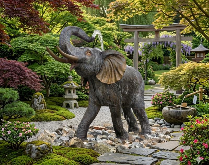 XXL Elefant Bronze Figur Garten Dekoration