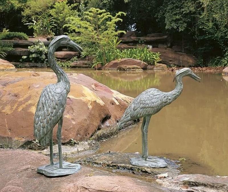 Bronzefiguren Graureiher Vogelfiguren