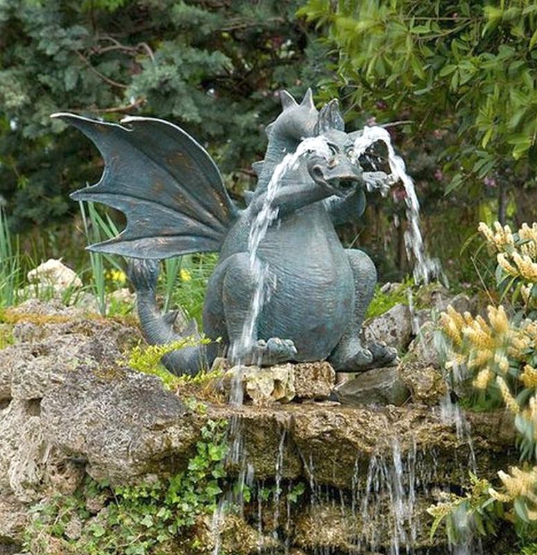 Bronzedrache XL Drusilla wasserspeiend 150cm 170kg