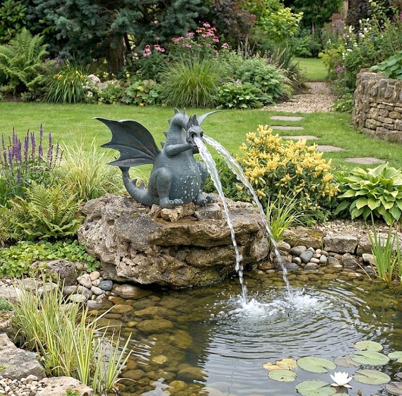 Bronzedrache XL Drusilla Gartenteich wasserspeier 150cm 170kg