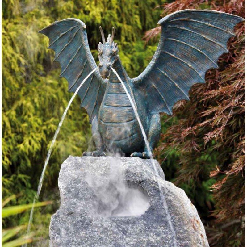 Bronze Figur Drachen Gartenfigur