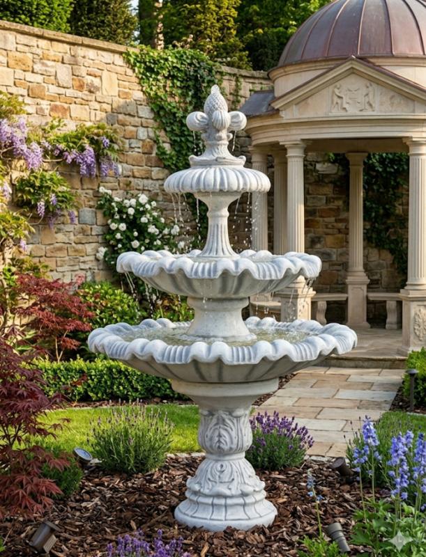 Kaskaden Gartenbrunnen Springbrunnen 2 Wasserschalen Kreuzblume 196cm